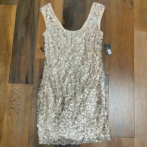 NWT Guess Lori Champagne Sequin Mini Bodycon Dress 10